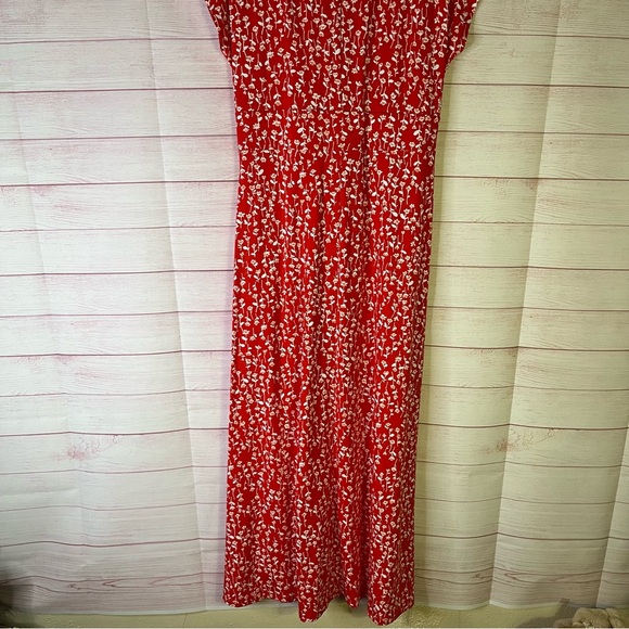 Lands End Red Floral Twist Front Floral Maxi Dress Size Large - Picture 9 of 10